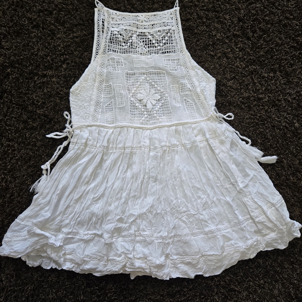 Free People White Lace Mini Dress